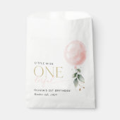 Rosa Ballon, Eukalyptus, Grüne, Erster Geburtstag Geschenktütchen (Vorderseite)