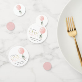 Rosa Ballon, Eukalyptus, Grüne, Erster Geburtstag Konfetti