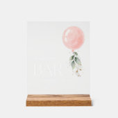 Rosa Ballon, Eukalyptus, Grüne, Momosa Bar Acrylschild (Vorderseite)