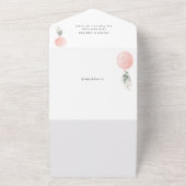 Rosa Ballon, Eukalyptus, Grünpflanzen, Babydusche All In One Einladung (Außenbereich)