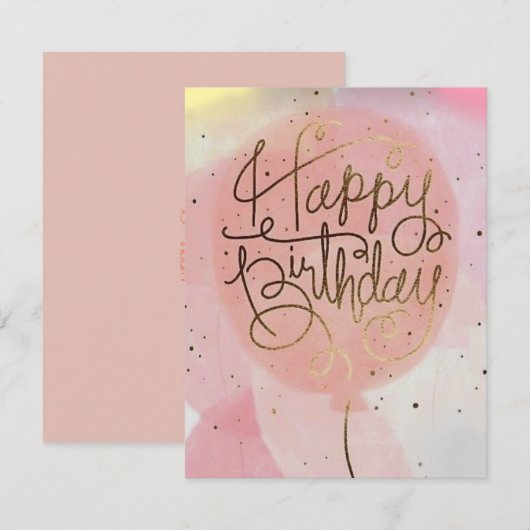 Rosa Ballon Geburtskarte (Vorne/Hinten)