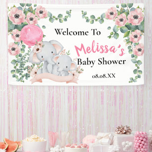 Rosa Ballon Grün Elefant Begrüßungskulisse Hinterg Banner