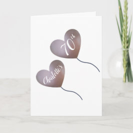 Rosa Ballon personalisiert 70. Geburtstagskarte Karte