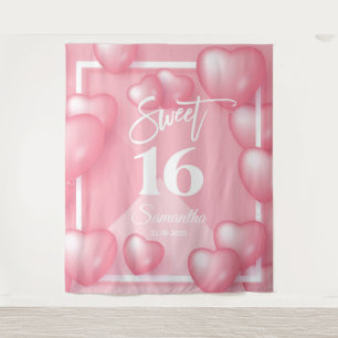 Rosa Ballon Sweet Sixteen 16. Hintergrund Wandteppich