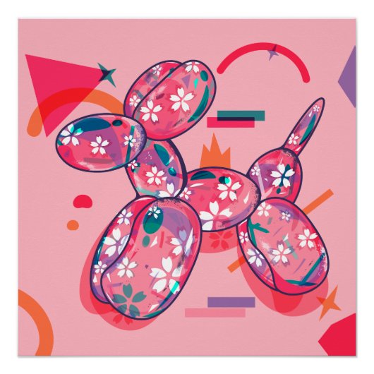 Rosa Ballonhund Poster (Vorderseite)