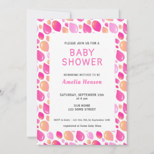 Rosa Ballonmuster Baby Mädchen Baby Shower Einladung