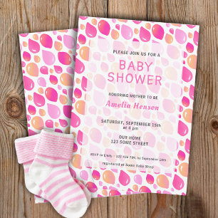 Rosa Ballonmuster Baby Mädchen Baby Shower Einladung