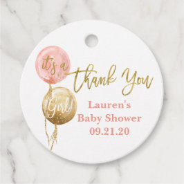 Rosa Ballons Babydusche Geschenkanhänger