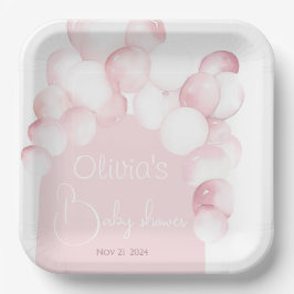 Rosa Ballons Bogen Babydusche Pappteller