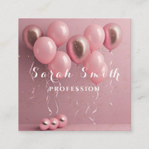 Rosa Ballons Glitter Gold Event Hochzeit Feier Quadratische Visitenkarte