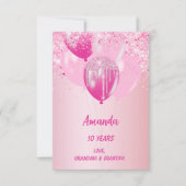Rosa Ballons Mädchen zum Geburtstag Karte (Vorderseite)