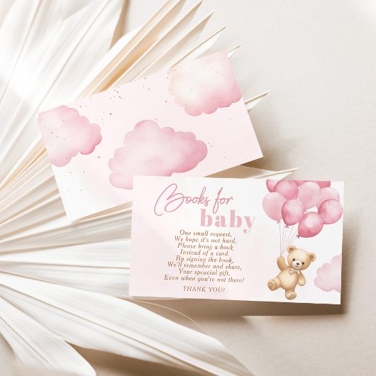 Rosa Ballons Teddy Bärenbücher für Babytickets Begleitkarte