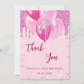Rosa Ballons zum Geburtstag danke Karte (Vorderseite)
