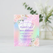 Rosa Ballons zum lila Glitzer zum Geburtstag (Stehend Vorderseite)