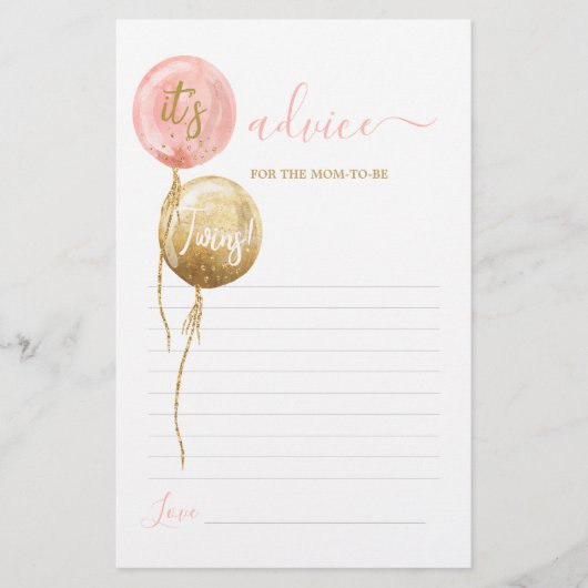 Rosa Ballons Zwillinge Ratschläge für die Mama als (Vorderseite)