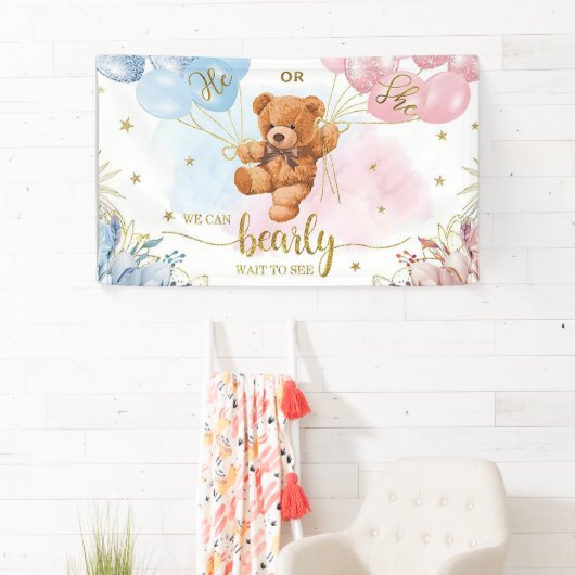 Rosa Ballons zwischen Geschlecht und Mädchen Banner (Insitu)