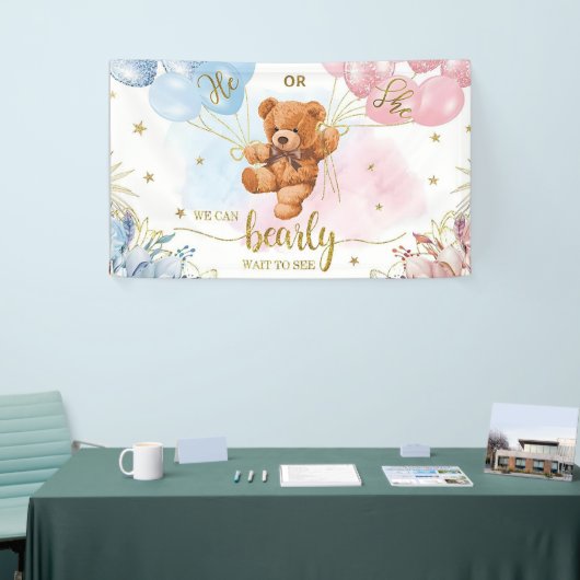 Rosa Ballons zwischen Geschlecht und Mädchen Banner (Messeveranstaltung)