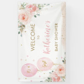 Rosa Balloons Blumendusche Begrüßung Hintergrund Banner (Vertikal)
