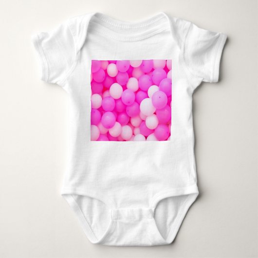 Rosa Balloons festes Hintergrunddesign. Baby Strampler (Vorderseite)