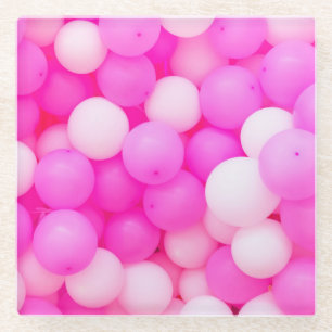 Rosa Balloons festes Hintergrunddesign. Glasuntersetzer