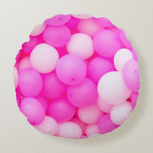 Rosa Balloons festes Hintergrunddesign. Rundes Kissen