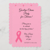 Rosa Band "Auf Wiedersehen Chemo" Party Einladung (Vorne/Hinten)