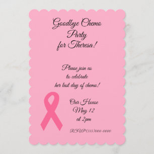 Rosa Band "Auf Wiedersehen Chemo" Party Einladung