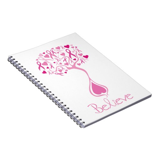 Rosa Band/Baum des Leben-Brustkrebs-Notizbuches Notizblock (Rechte Seite)