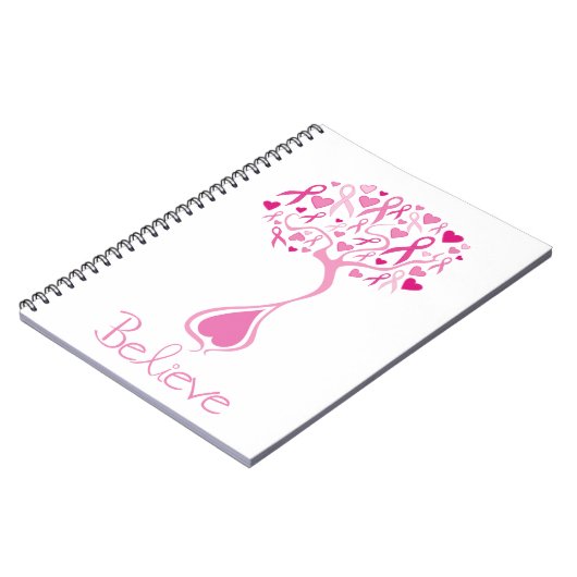 Rosa Band/Baum des Leben-Brustkrebs-Notizbuches Notizblock (Linke Seite)