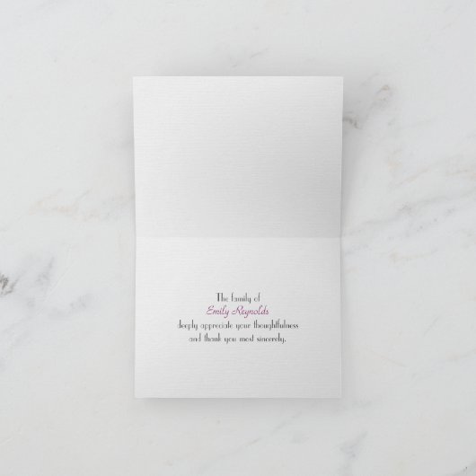 Rosa Band Beileid Danke Karte (Innenseite)