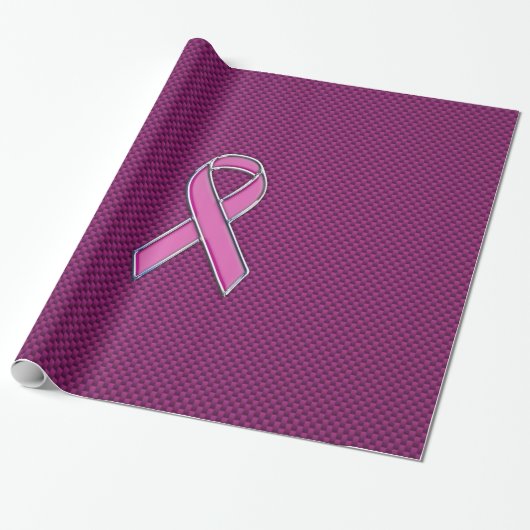 Rosa Band-Bewusstsein Fuchsia Carbon Fibre Geschenkpapier (Ungerollt)