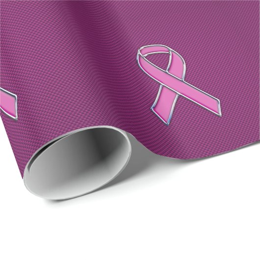 Rosa Band-Bewusstsein Fuchsia Carbon Fibre Geschenkpapier (Rolleneckpunkt)