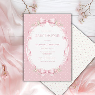 Rosa Band Blumen Vintage Babyparty Einladung