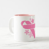 Rosa Band - Brustkrebs-Bewusstsein Zweifarbige Tasse (Vorderseite Links)