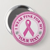 Rosa Band Brustkrebs-Bewusstseins-Design Button (Vorne & Hinten)