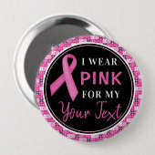 Rosa Band Brustkrebs-Bewusstseins-Design Button (Vorne & Hinten)