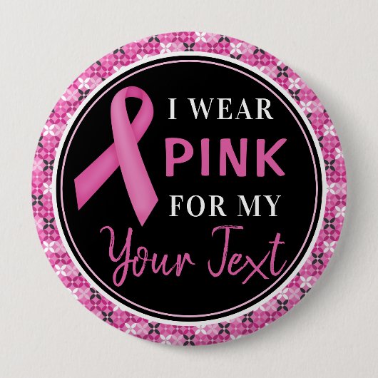 Rosa Band Brustkrebs-Bewusstseins-Design Button (Vorderseite)