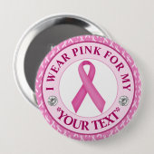 Rosa Band Brustkrebs-Bewusstseins-Design Button (Vorne & Hinten)