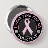 Rosa Band Brustkrebs-Bewusstseins-Design Button (Vorne & Hinten)