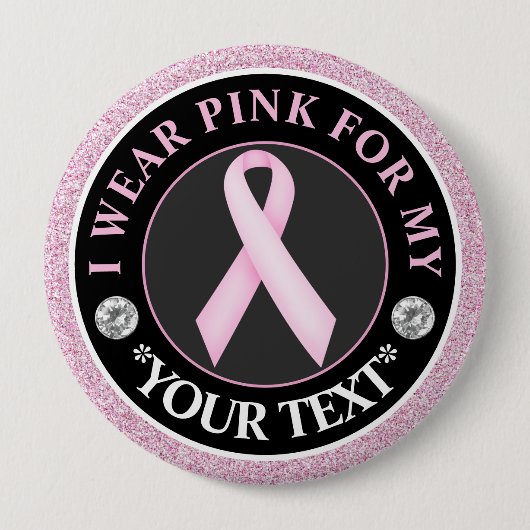 Rosa Band Brustkrebs-Bewusstseins-Design Button (Vorderseite)