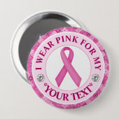 Rosa Band Brustkrebs-Bewusstseins-Design Button (Vorne & Hinten)
