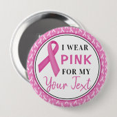 Rosa Band Brustkrebs-Bewusstseins-Design Button (Vorne & Hinten)