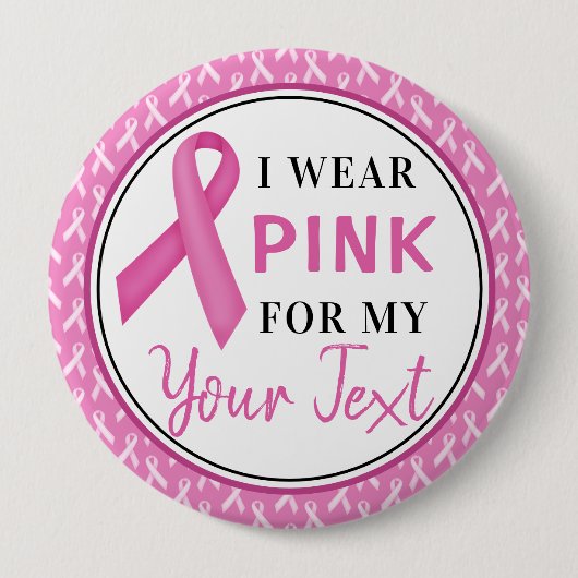 Rosa Band Brustkrebs-Bewusstseins-Design Button (Vorderseite)