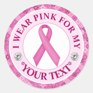 Rosa Band Brustkrebs-Bewusstseins-Design Runder Aufkleber