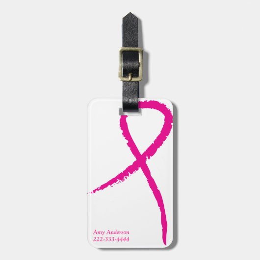 Rosa Band-Brustkrebs-Bewusstseins-Gepäckanhänger Gepäckanhänger (Vorderseite vertikal)