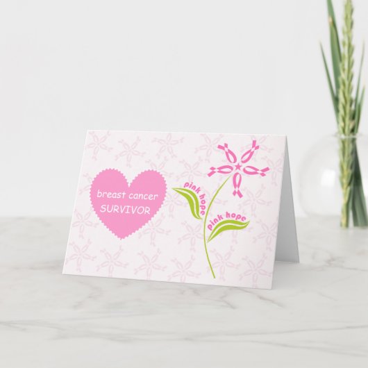 Rosa Band-Brustkrebs-Bewusstseins-Überlebender Karte (Vorderseite)