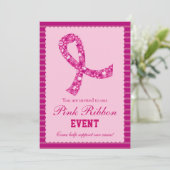 Rosa Band-Brustkrebs-Ereignis-Einladung Einladung (Stehend Vorderseite)