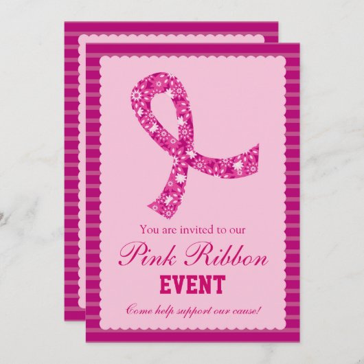 Rosa Band-Brustkrebs-Ereignis-Einladung Einladung (Vorne/Hinten)