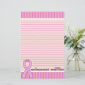 Rosa Band-Brustkrebs gezeichnet Briefpapier (Stehend Vorderseite)