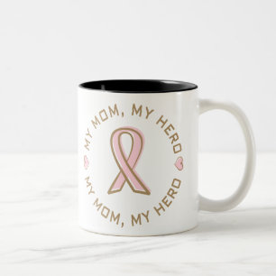 Rosa Band-Brustkrebs meine Mama mein Held Zweifarbige Tasse